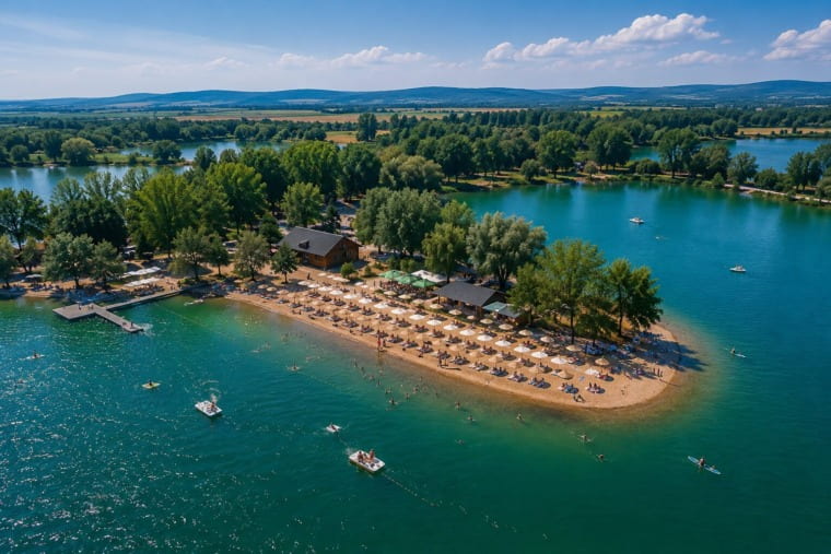 Belocrkvanska jezera sa peščanom obalom i tirkiznom vodom.