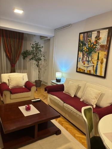 Enterijer spavaće sobe u objektu Premium 1 One bedroom apartment Maksim Gorki street 8 u Skoplju